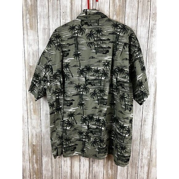 Pineapple Connection Green Island Palm tree Men Button Up Short Sleeve Shirt 2X - Picture 8 of 8